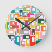 Mid-Century Modern Pattern Ronde Klok (Voorkant)