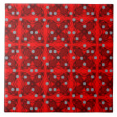 Mid Century Modern Pattern (rood en zwart) Tegeltje (Voorkant)