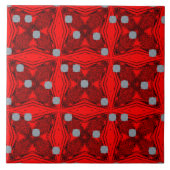 Mid Century Modern Pattern (rood en zwart) Tegeltje (Voorkant)