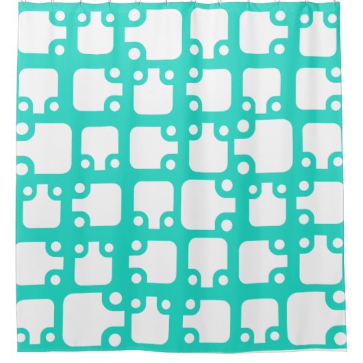Mid Century Modern Pattern Turquoise 2 Douchegordijn (Voorkant)