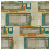 Mid-Century Modern Pattern Turquoise Oranje Fabric Stof (Close Up)