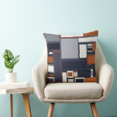 Mid Century Modern Pattern van de marine en Rust Kussen (Stoel)