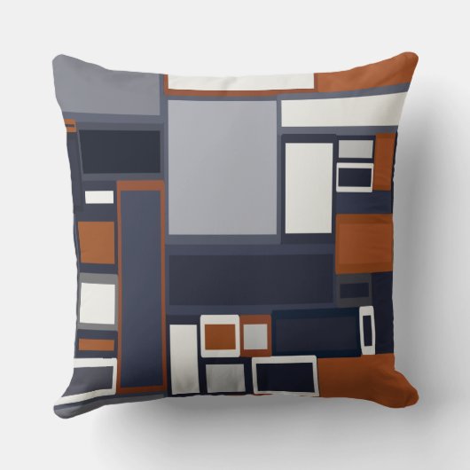 Mid Century Modern Pattern van de marine en Rust Kussen (Achterkant)