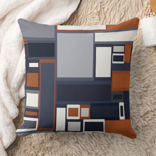 Mid Century Modern Pattern van de marine en Rust Kussen (Deken)