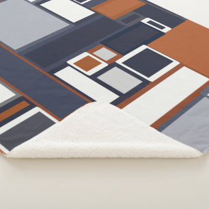 Mid Century Modern Pattern van de marine en Rust Sherpa Deken