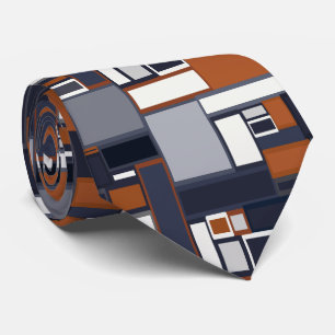 Mid Century Modern Pattern van de marine en Rust Stropdas