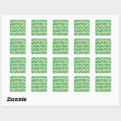  Mid Century Modern  Pattern with geometric green  Vierkante Sticker (Vel)