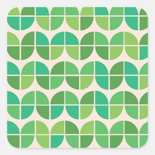  Mid Century Modern  Pattern with geometric green  Vierkante Sticker (Voorkant)