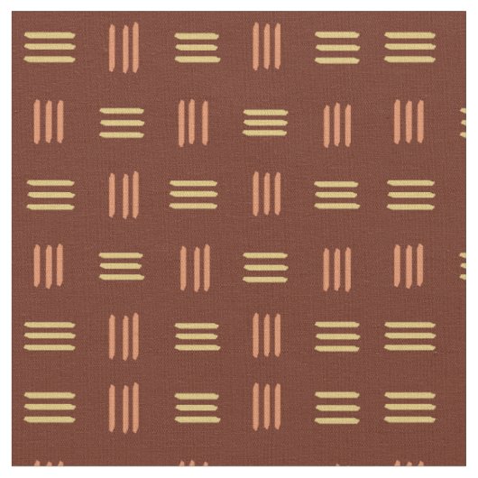Mid Century Modern Patterned Lines (Mahogany) Stof (Close Up)