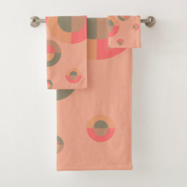 Mid-Century Modern Peach and Olive Bad Handdoek