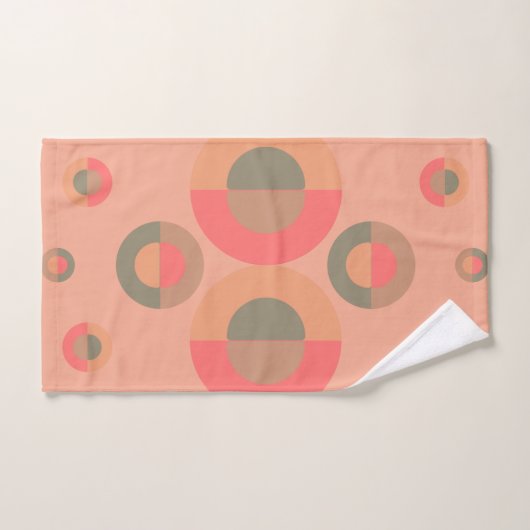 Mid-Century Modern Peach and Olive Bad Handdoek (Handdoek)