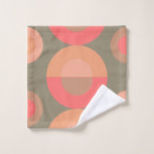Mid-Century Modern Peach and Olive Bad Handdoek (Wasdoekje)
