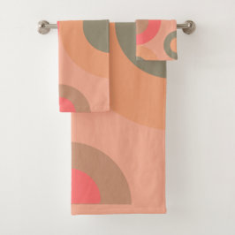 Mid-Century Modern Peach and Olive Bad Handdoek