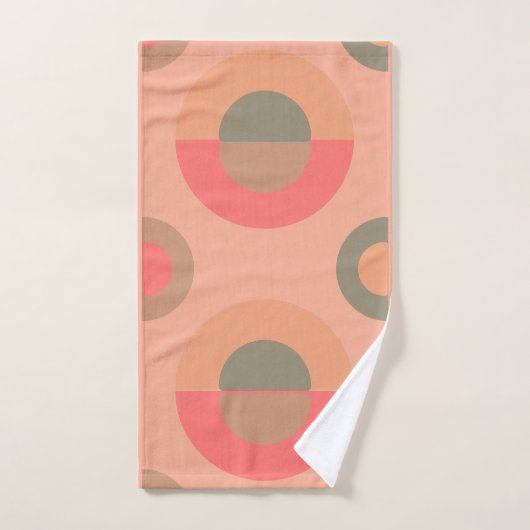 Mid-Century Modern Peach and Olive Bad Handdoek (Handdoek)