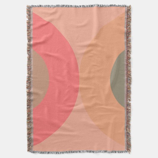 Mid-Century Modern Peach and Olive Deken (Voorkant Verticaal)