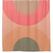 Mid-Century Modern Peach and Olive Douchegordijn (Voorkant)