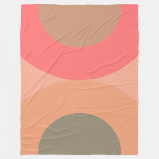 Mid-Century Modern Peach and Olive Fleece Deken (Voorkant)