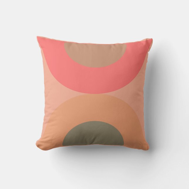 Mid-Century Modern Peach and Olive Kussen (Voorkant)