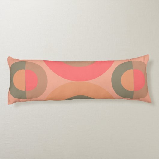 Mid-Century Modern Peach and Olive Lichaamskussen (Achterkant)