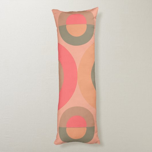 Mid-Century Modern Peach and Olive Lichaamskussen (Achterkant (Verticaal))