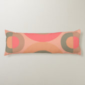 Mid-Century Modern Peach and Olive Lichaamskussen (Voorkant)