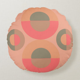 Mid-Century Modern Peach and Olive Rond Kussen