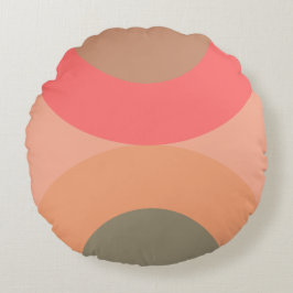 Mid-Century Modern Peach and Olive Rond Kussen