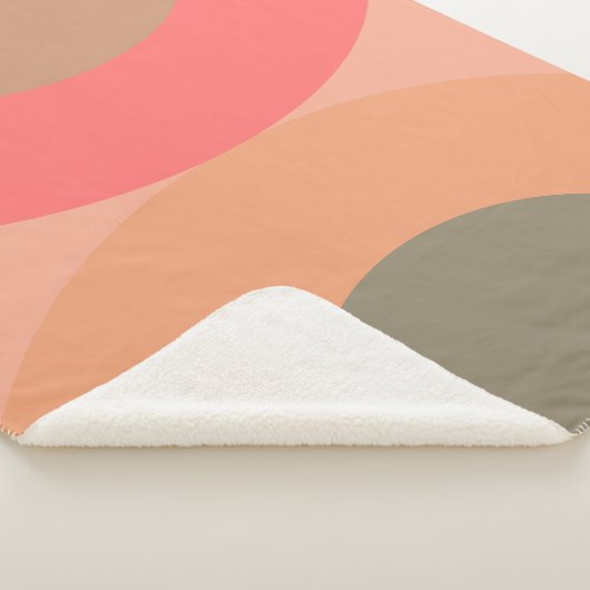 Mid-Century Modern Peach and Olive Sherpa Deken (3/4)