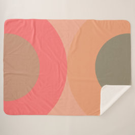 Mid-Century Modern Peach and Olive Sherpa Deken