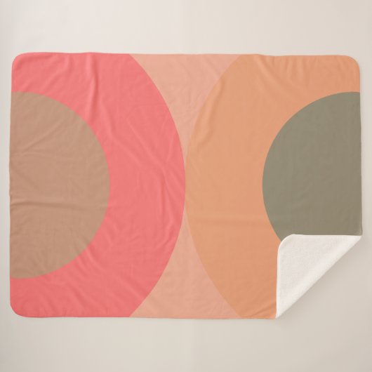 Mid-Century Modern Peach and Olive Sherpa Deken (Voorkant (horizontaal))