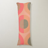 Mid-Century Modern Peach and Olive Sierkussen Lichaamskussen (Voorkant Verticaal)