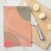 Mid-Century Modern Peach and Olive Theedoek (Quarter Fold)