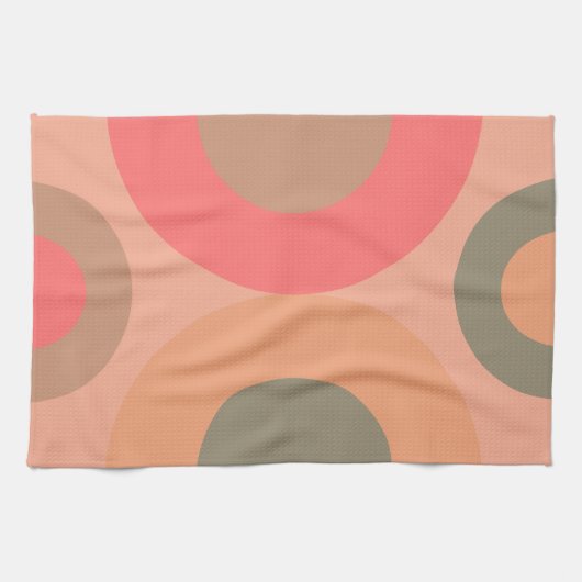 Mid-Century Modern Peach and Olive Theedoek (Horizontaal)