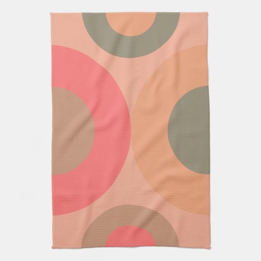 Mid-Century Modern Peach and Olive Theedoek (Verticaal)