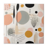 Mid Century Modern Perzik Goud Abstract Tegeltje (Voorkant)