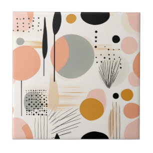 Mid Century Modern Perzik Goud Abstract Tegeltje