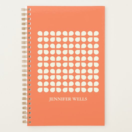 Mid Century Modern Petals voor Oranje gepersonalis Planner (Voorkant)