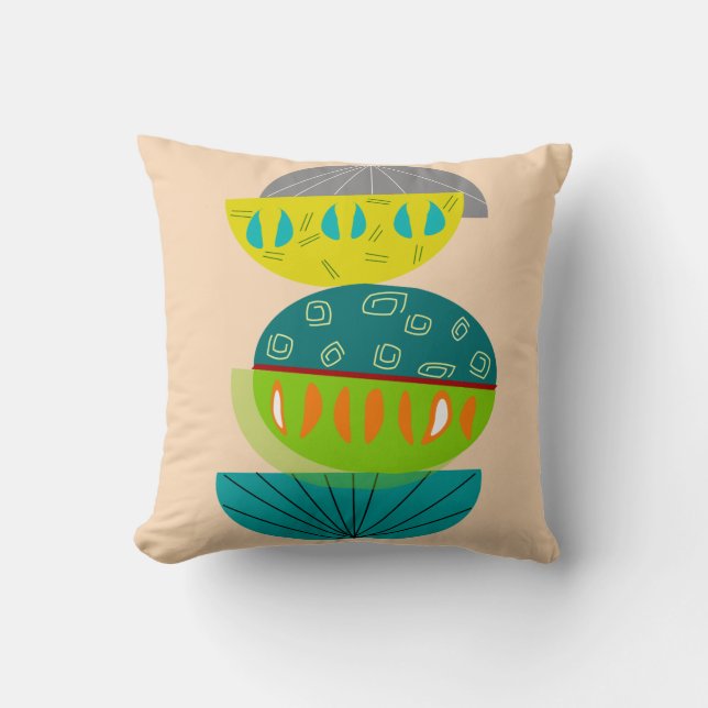 Mid-Century Modern Pillow Ovalen Patroon #75 Kussen (Voorkant)