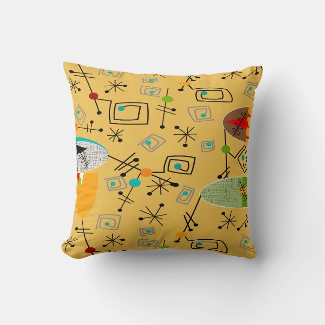 Mid-Century Modern Pillow Ovalen Patroon #91 Kussen (Voorkant)