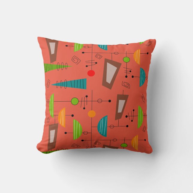Mid-Century modern Pillow-ovalentapatroon #1A Kussen (Voorkant)