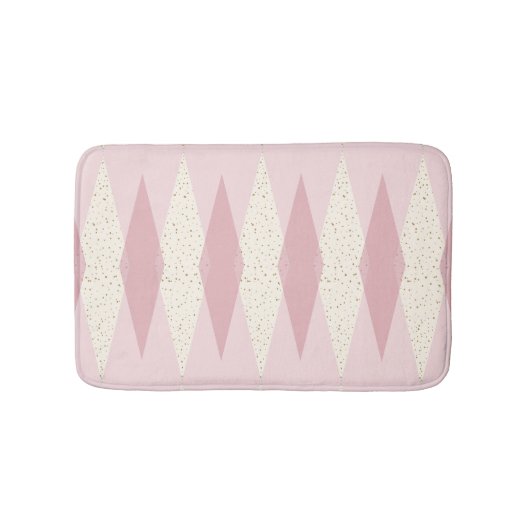 Mid Century Modern Pink Argyle Bath Mat (Voorkant)