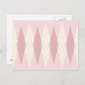Mid Century Modern Pink Argyle Briefkaart (Voorkant / Achterkant)