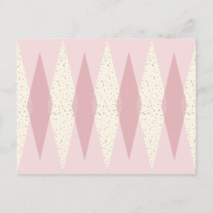 Mid Century Modern Pink Argyle Briefkaart