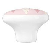 Mid Century Modern Pink Argyle Ceramic Knob. Keramische Knop (Zijkant)