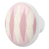 Mid Century Modern Pink Argyle Ceramic Knob. Keramische Knop (Rechts)