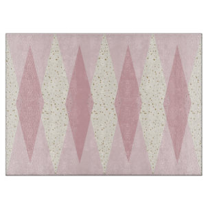 Mid Century Modern Pink Argyle Cutting Board Snijplank