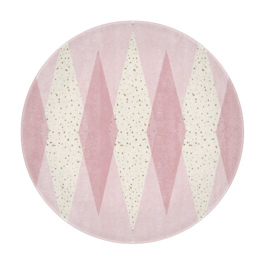 Mid Century Modern Pink Argyle Cutting Board Snijplank (Voorkant)