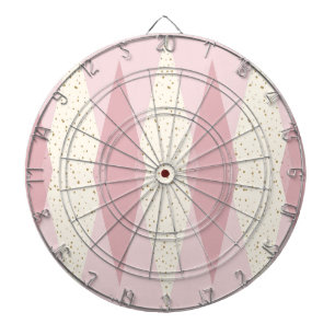 Mid Century Modern Pink Argyle Dart Board Dartbord