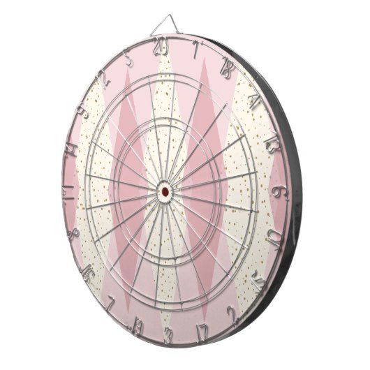 Mid Century Modern Pink Argyle Dart Board Dartbord (Voorkant Rechts)