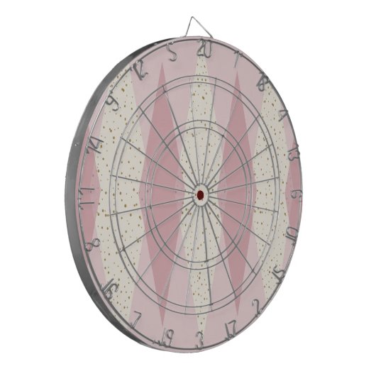 Mid Century Modern Pink Argyle Dart Board Dartbord (Voorkant Links)